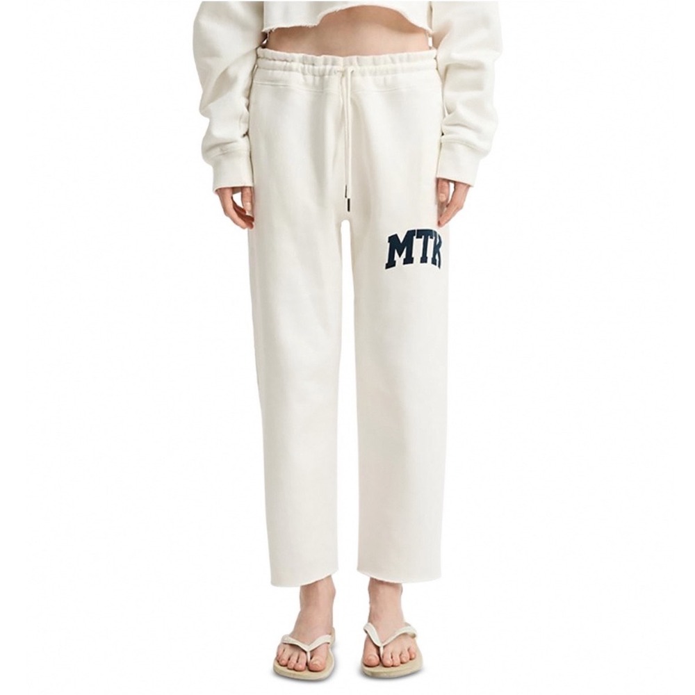 Denimist Cropped Classic Sweatpants White MTK Graphic DSWWK007 Large NEW